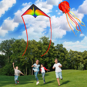 Crogift red octopus kite features long tail for playful flights