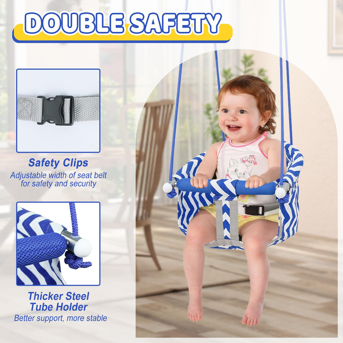CROSDE Toddler Swing assembly in minutes with simple quick-connect hardware.