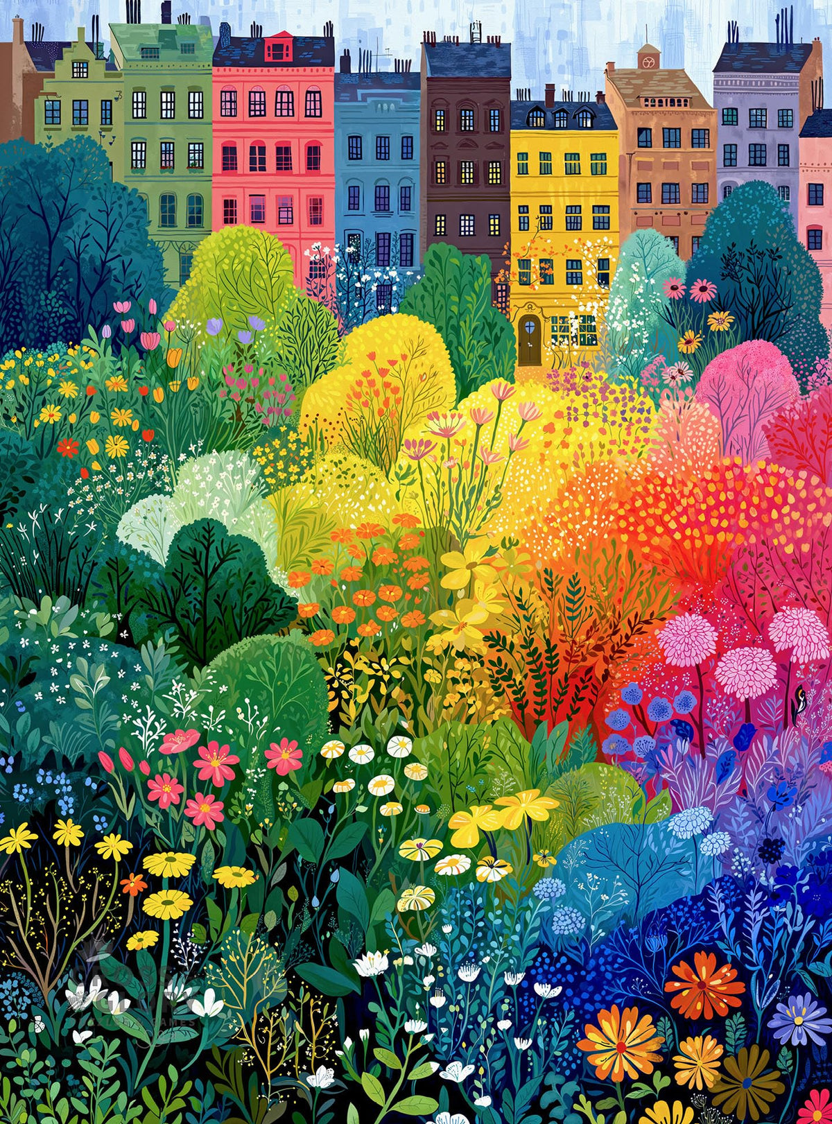 Cross & Glory Copenhagen in Bloom puzzle artwork featuring vibrant city flowers.