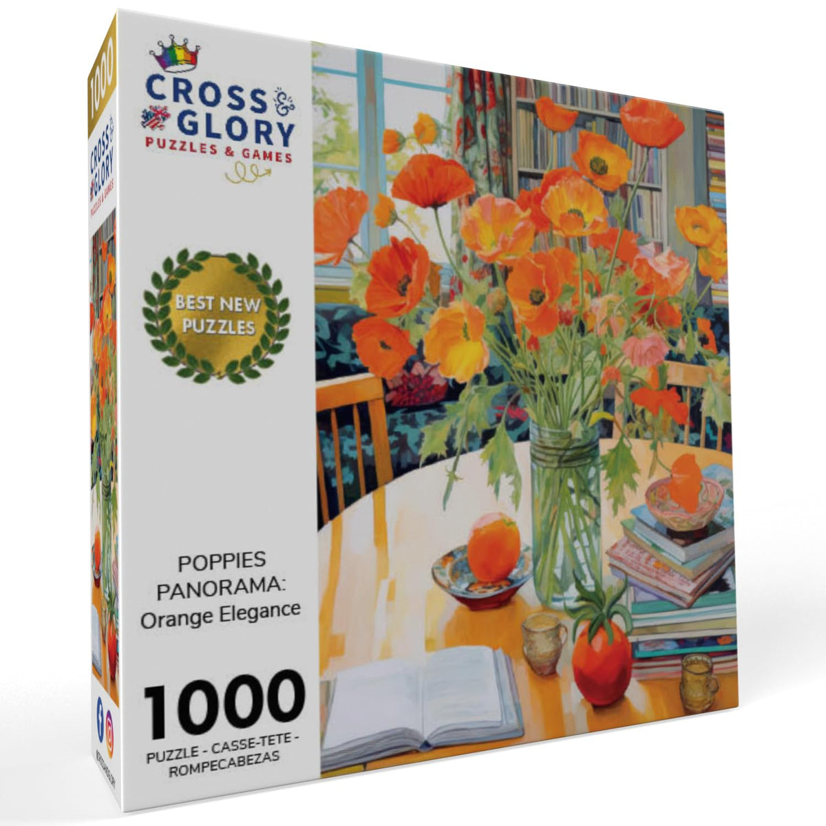 Cross and Glory Poppies Panorama Orange Elegance close-up of vibrant orange petals.