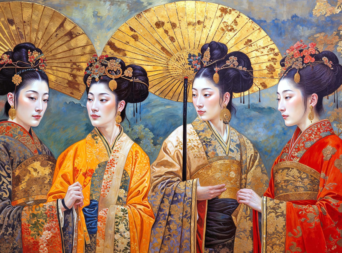 Cross & Glory Silk and Splendor puzzle cover with Tang Dynasty art for focused relaxation.