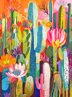 Cross & Glory Cactus Inferno puzzle—fiery desert bloom, ideal for focused puzzling sessions.