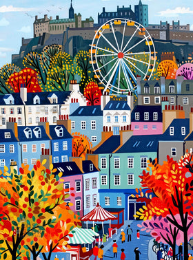 Cross & Glory Castle & Carousel puzzle box featuring Edinburgh skyline for cozy evenings