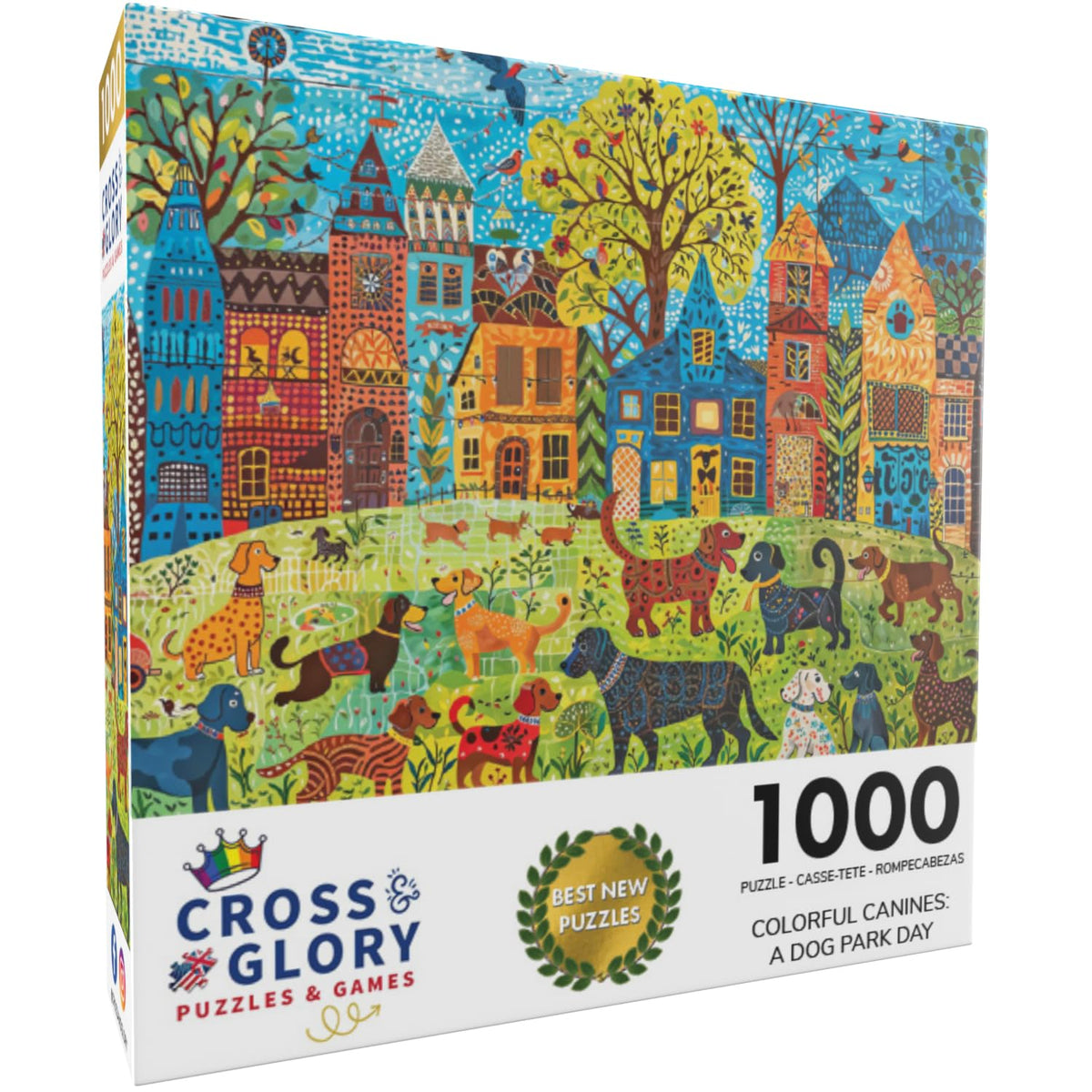 Cross & Glory Colorful Canines close-up of vibrant paw prints inviting mindful focus.