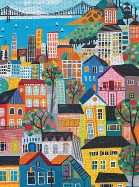 Cross & Glory colorful street-scape pieces promoting focus and mindful cracking.