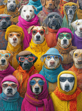 Cross & Glory Dogtopia city scene puzzle, vibrant dogs for engaging family puzzle nights.