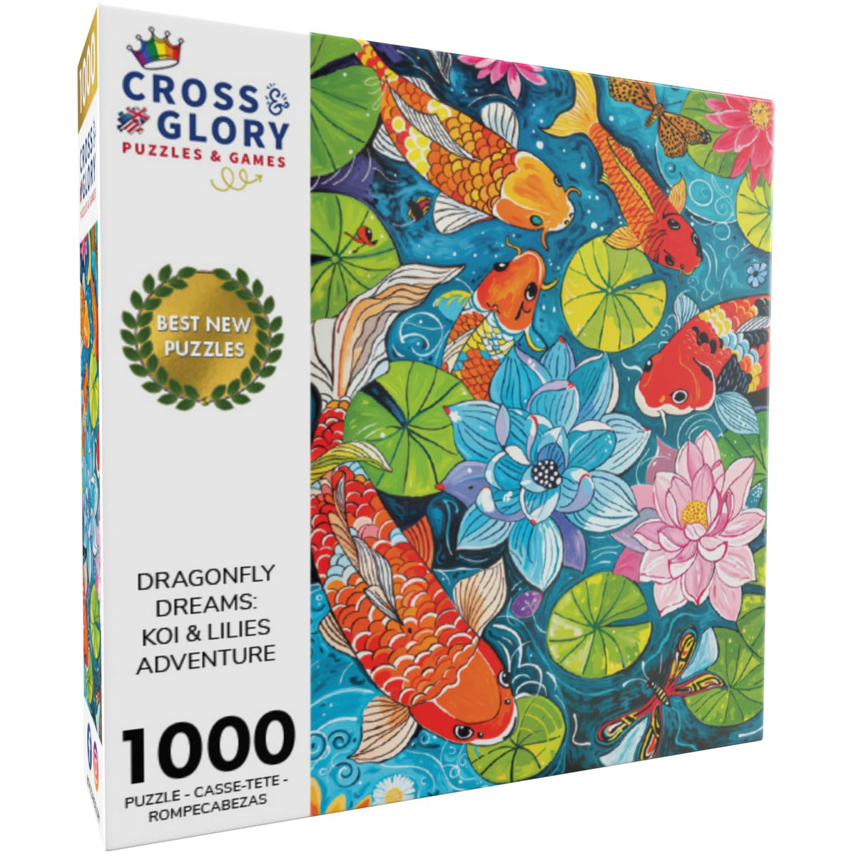 Cross and Glory Dragonfly Dreams waterlilies and koi scene for vivid puzzle sessions