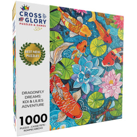 Cross and Glory Dragonfly Dreams waterlilies and koi scene for vivid puzzle sessions