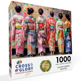 Cross & Glory Elegant Kimono Beauties puzzle fully assembled reveals intricate cultural scene