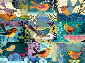 Cross & Glory Festival Nine Birds puzzle cover with vibrant bird collage for adults.