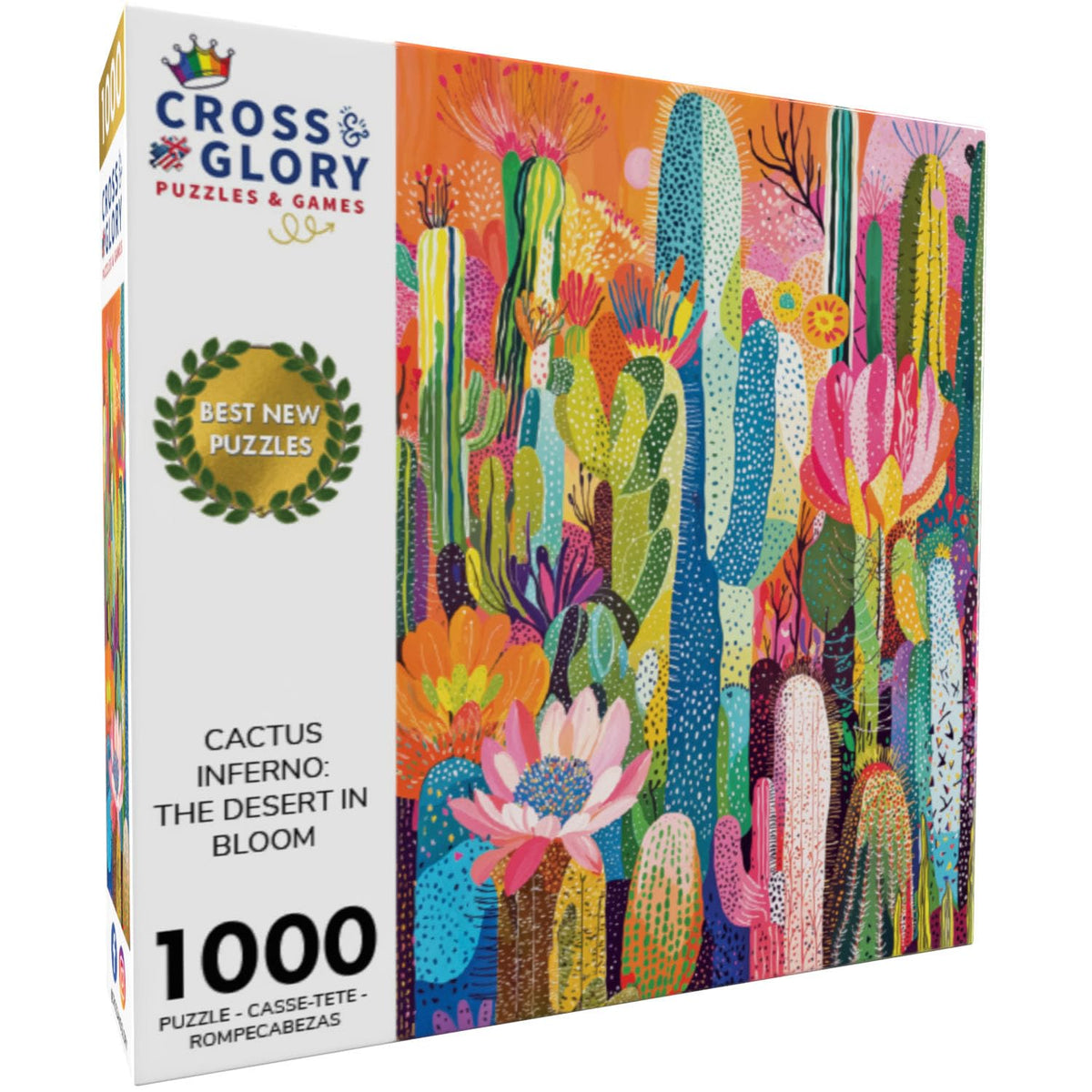 Cross & Glory desert cacti art image highlights bold colors for immersive play.