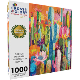 Cross & Glory desert cacti art image highlights bold colors for immersive play.