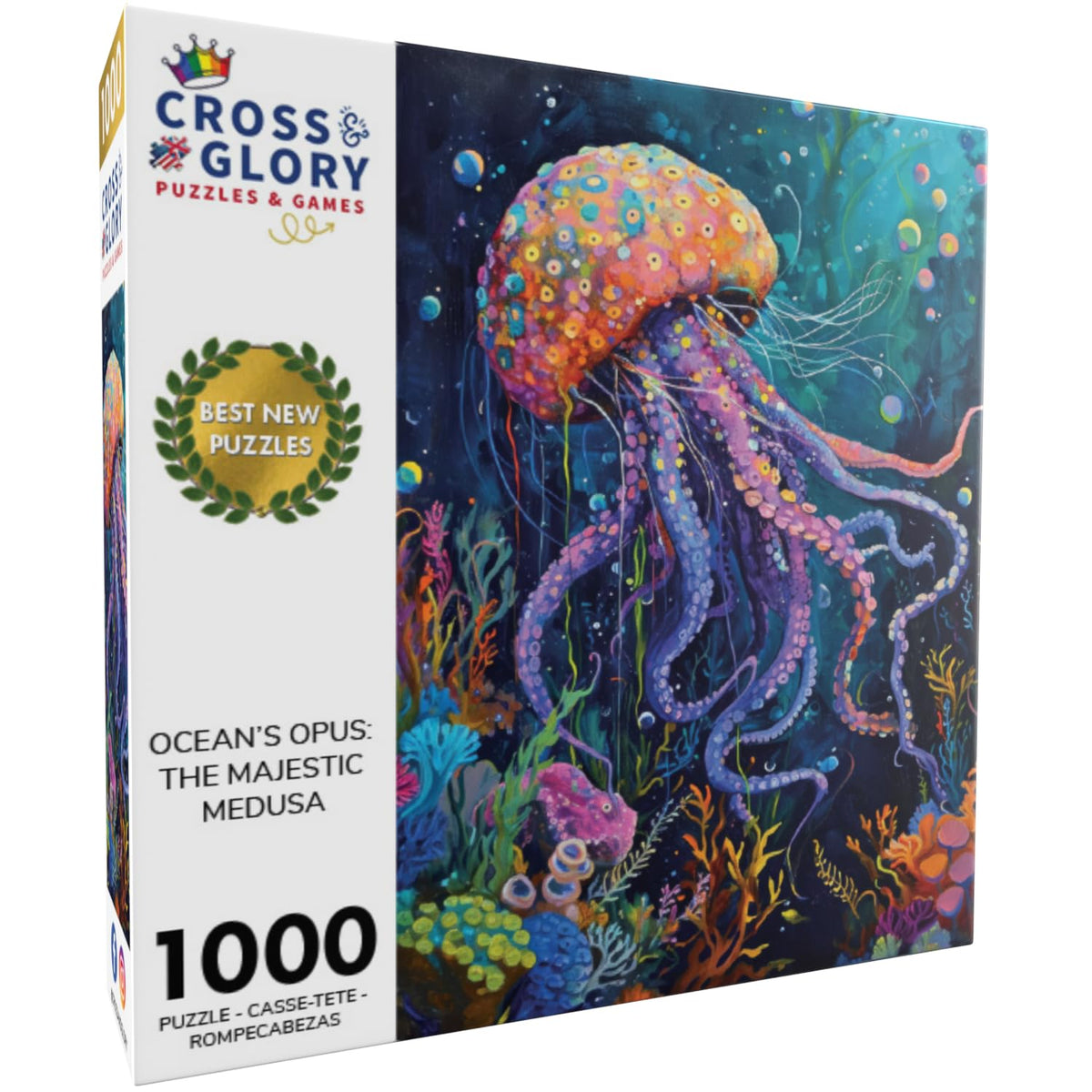 Cross & Glory Firework Jellyfish Design with vibrant hues for imaginative puzzling.