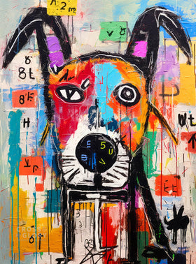 Cross & Glory Geometric Dog Dreamscape puzzle pieces reveal rainbow hues for a cozy night in