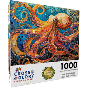 Cross & Glory Great Blue Octopus Enigma, 20x27 inches, ideal for framed display