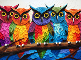 Cross & Glory Kaleidoscopic Owls night-scene puzzle offers vibrant colors for immersive evenings.