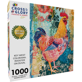 Cross & Glory Key West Colorama rooster on Duval puzzle, vivid colors for focused puzzling
