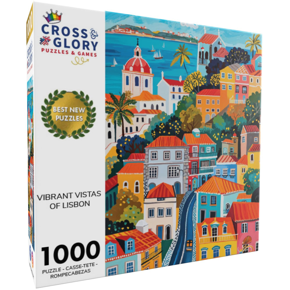 Cross & Glory Lisbon cafes street pieces show lively scenes for relaxing puzzle sessions.