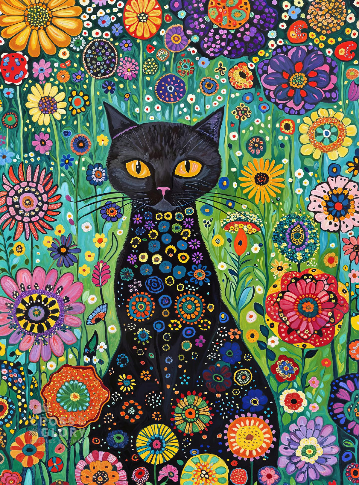 Cross & Glory Petals and the Midnight Cat puzzle cover, ideal for relaxing evenings.