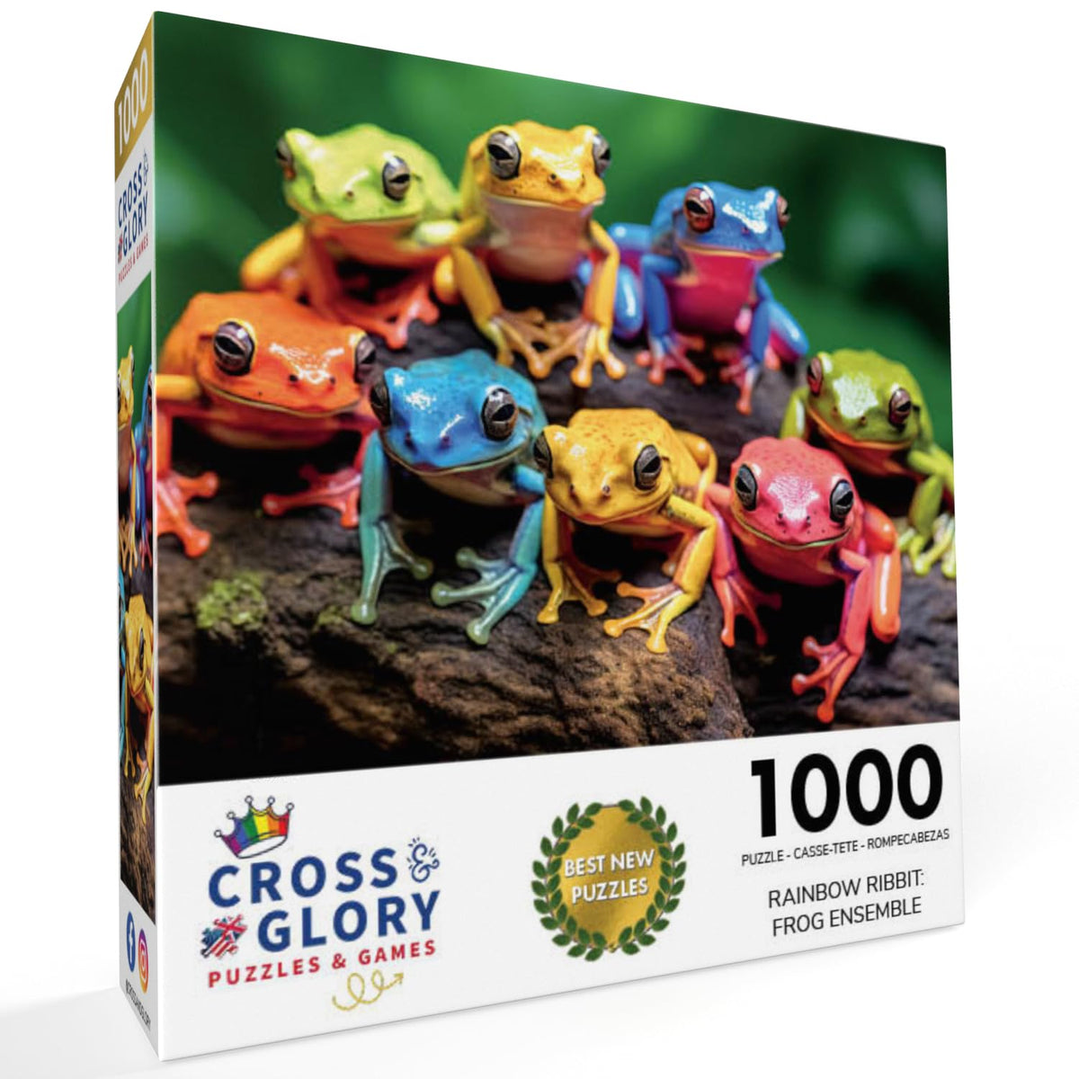 Cross and Glory Rainbow Ribbit eight vibrant frogs colors captured in a playful, colorful scene