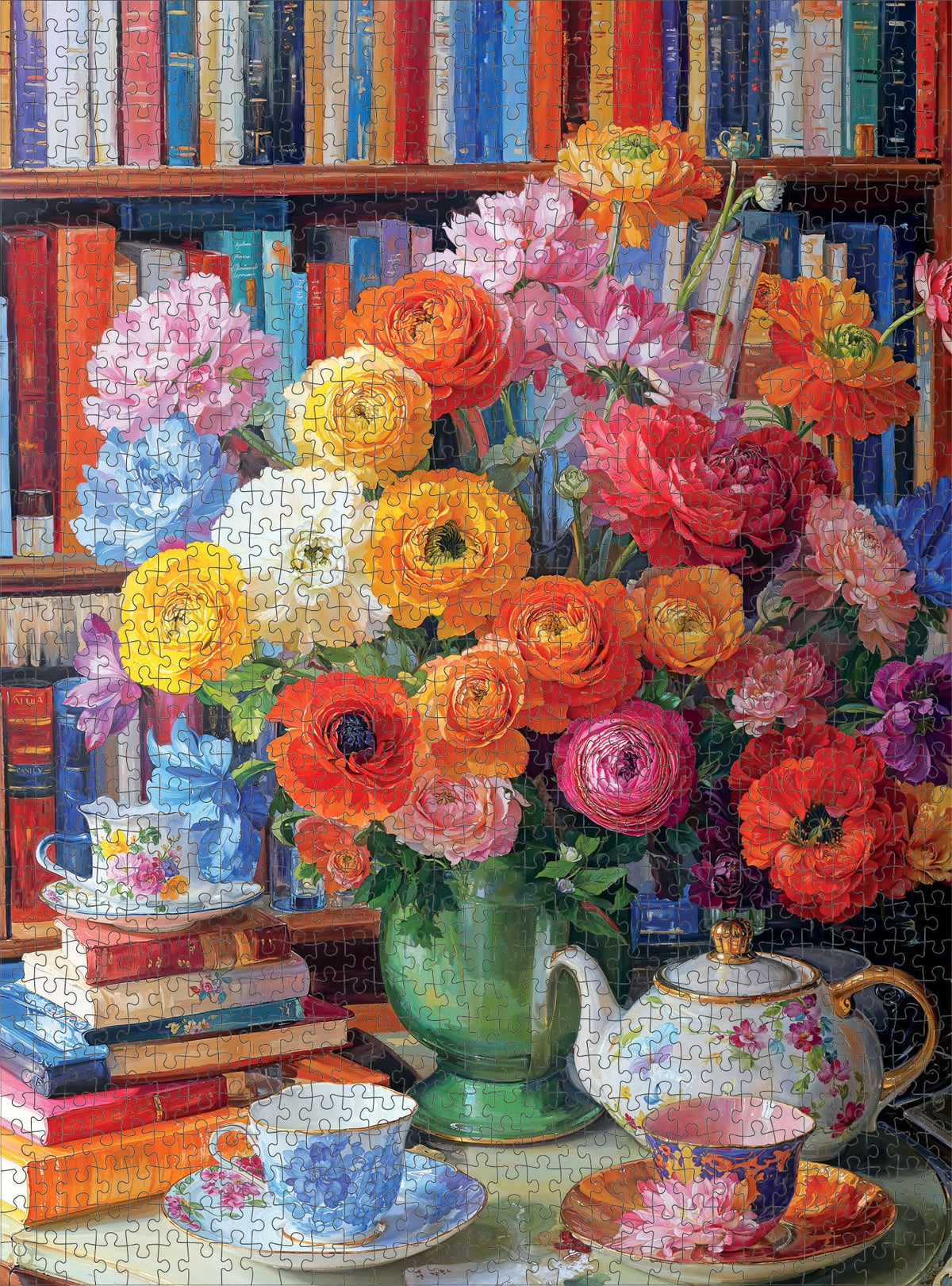Cross & Glory Ranunculus Rendezvous puzzle assembly revealing detail-rich artwork you can admire.