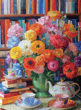 Cross & Glory Ranunculus Rendezvous puzzle assembly revealing detail-rich artwork you can admire.