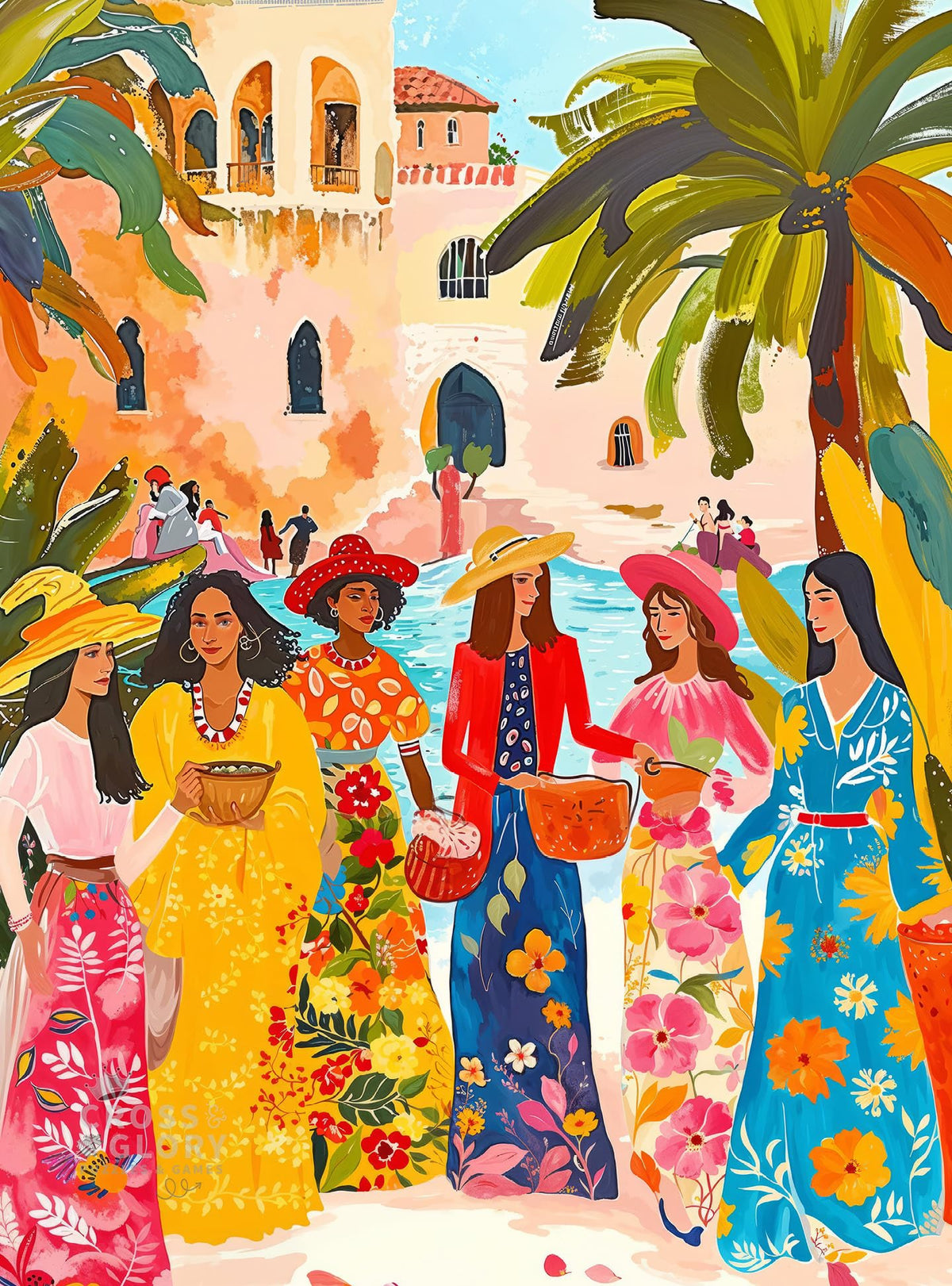 Cross & Glory Saharan Sun puzzle: desert-fashion scene for relaxing mindful focus.