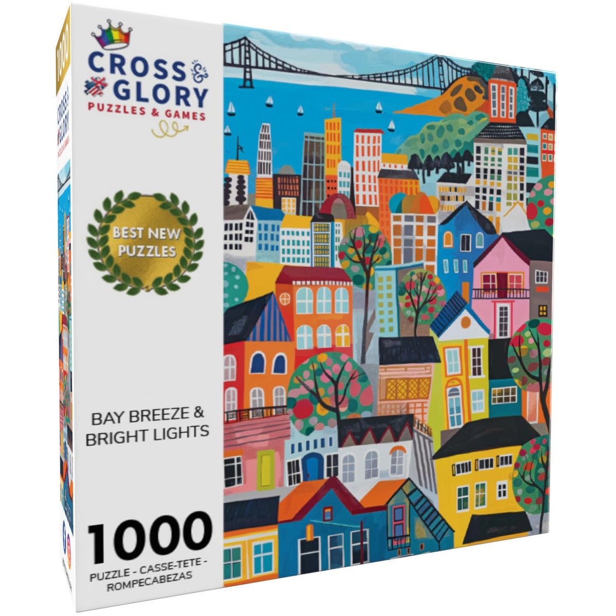 Cross & Glory San Francisco folk-art puzzle artwork showcasing bold colors and playful details.