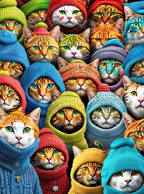 Cross & Glory Whiskered World kitty kaleidoscope pieces for a vibrant puzzle challenge