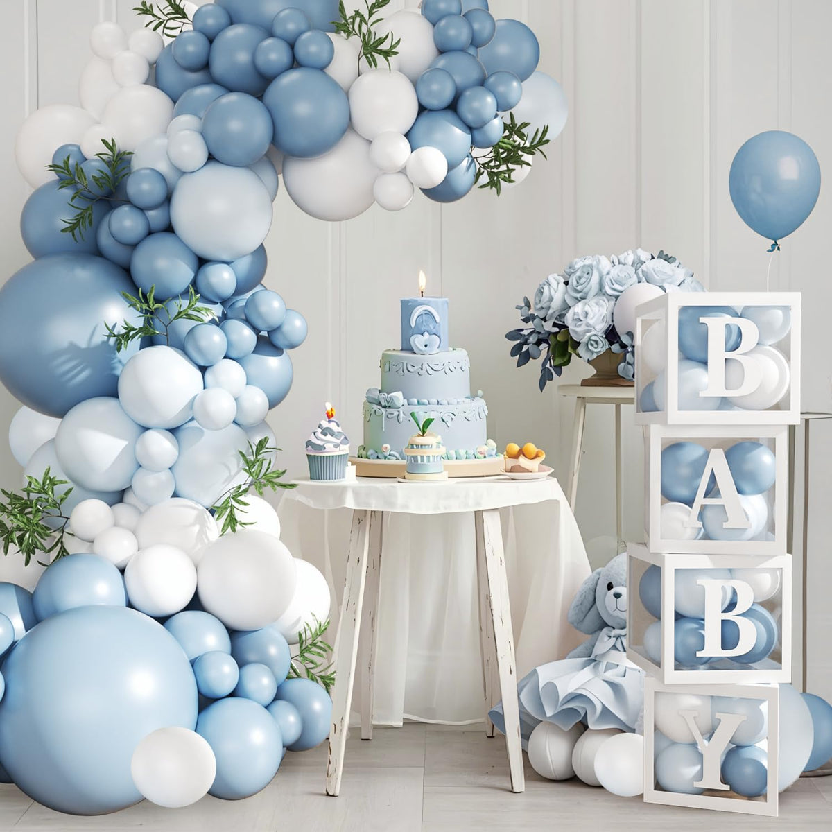 CROSSFINGERS white balloons set enhances photo-ready decor for boy celebrations.