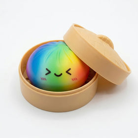 Crossunx Rainbow Dumpling Squishies texture close-up highlighting soft, dough-like feel for calming fidgeting.