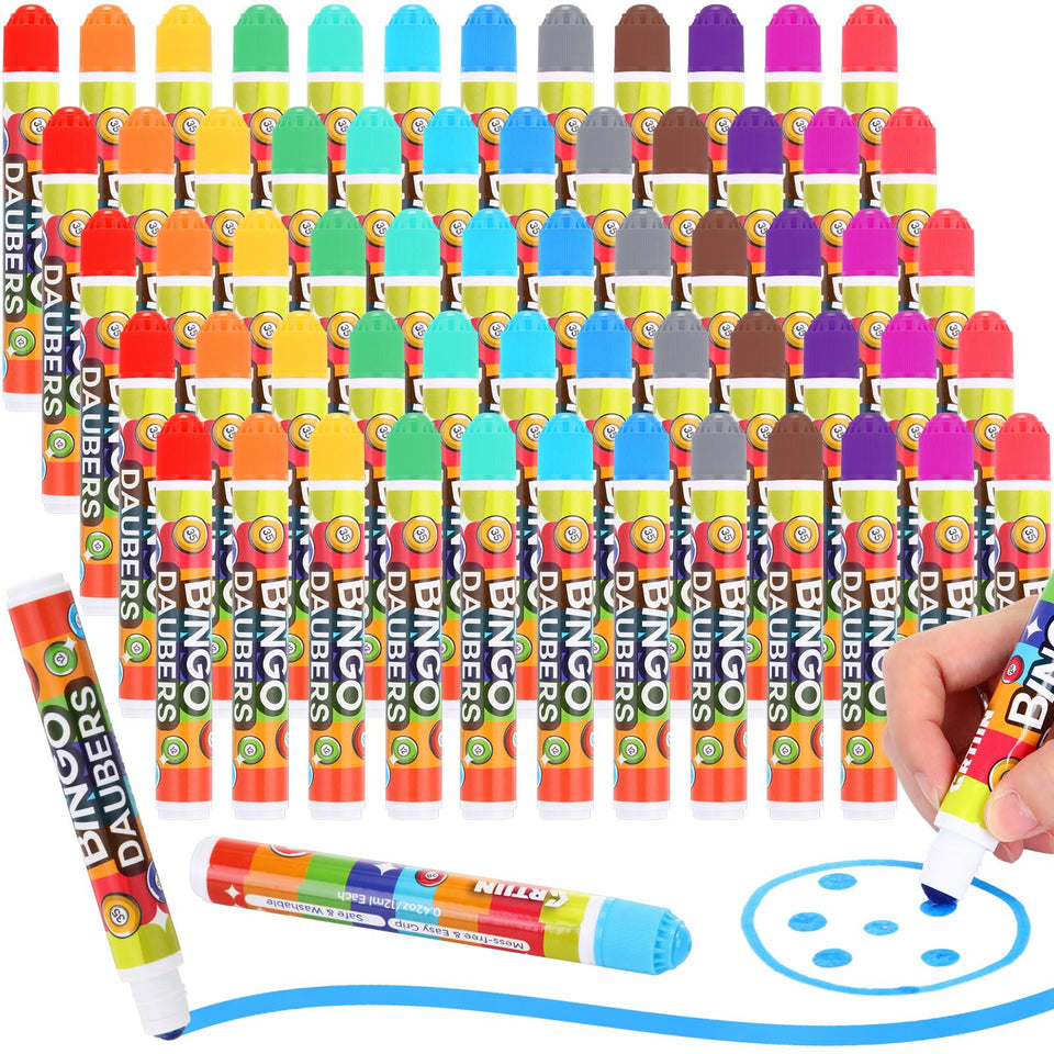 Crtiin 60-pack bingo daubers in mixed colors for vibrant, quick-drying dots.
