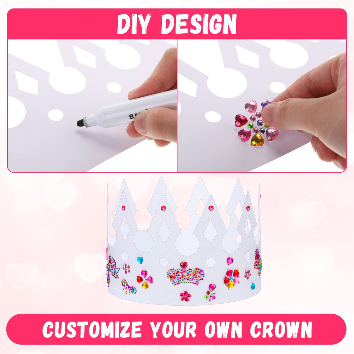 Crtiin one-size-fits-most crowns with 60x13 cm size, suitable for kids and adults