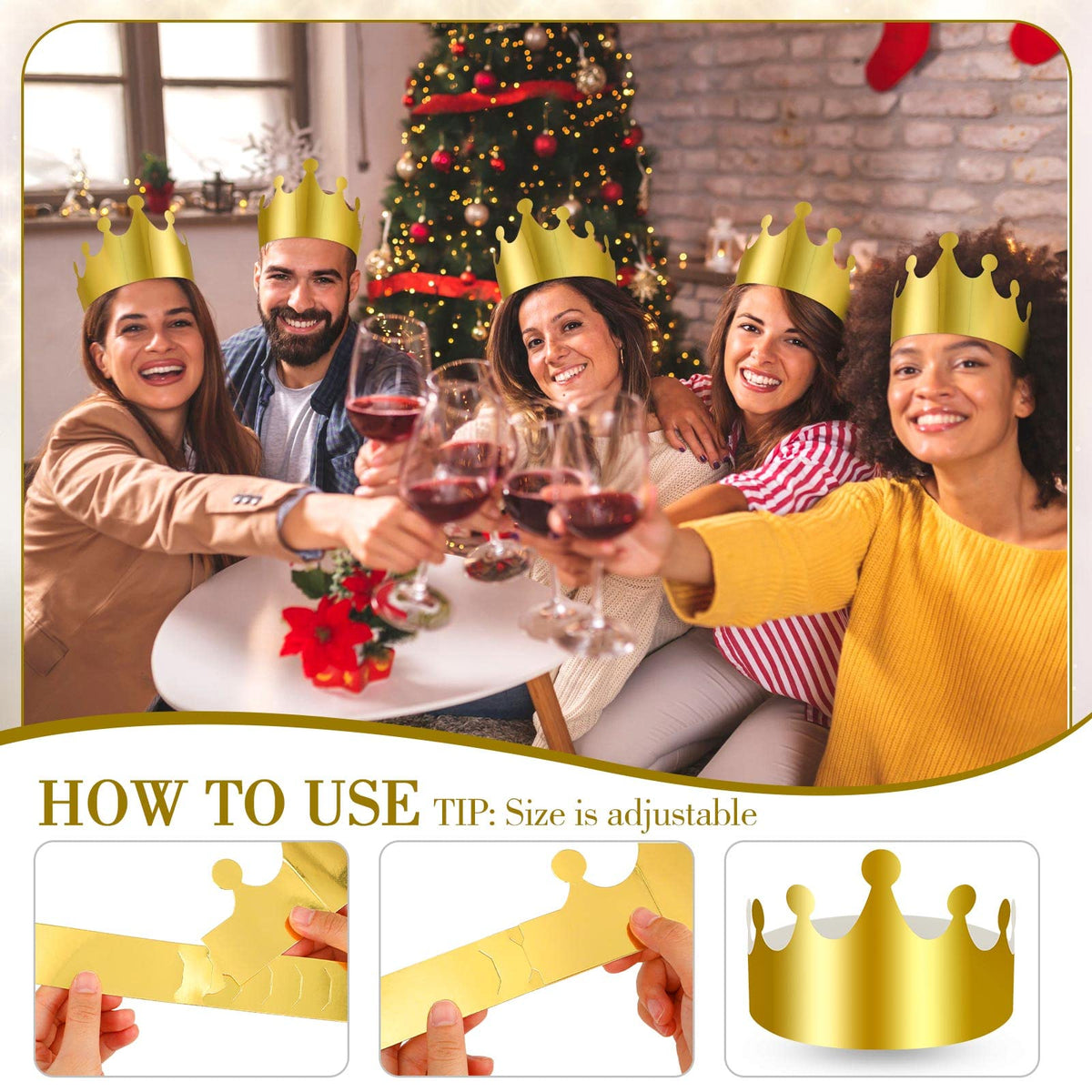 Crtiin thick sturdy paper crowns ensure reusable durability.