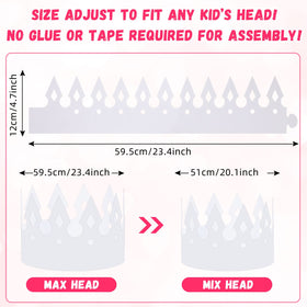 Crtiin white paper crowns on a craft space display; DIY decorations ready