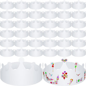 Crtiin white paper crowns pack-200 for kids parties and DIY decorating.
