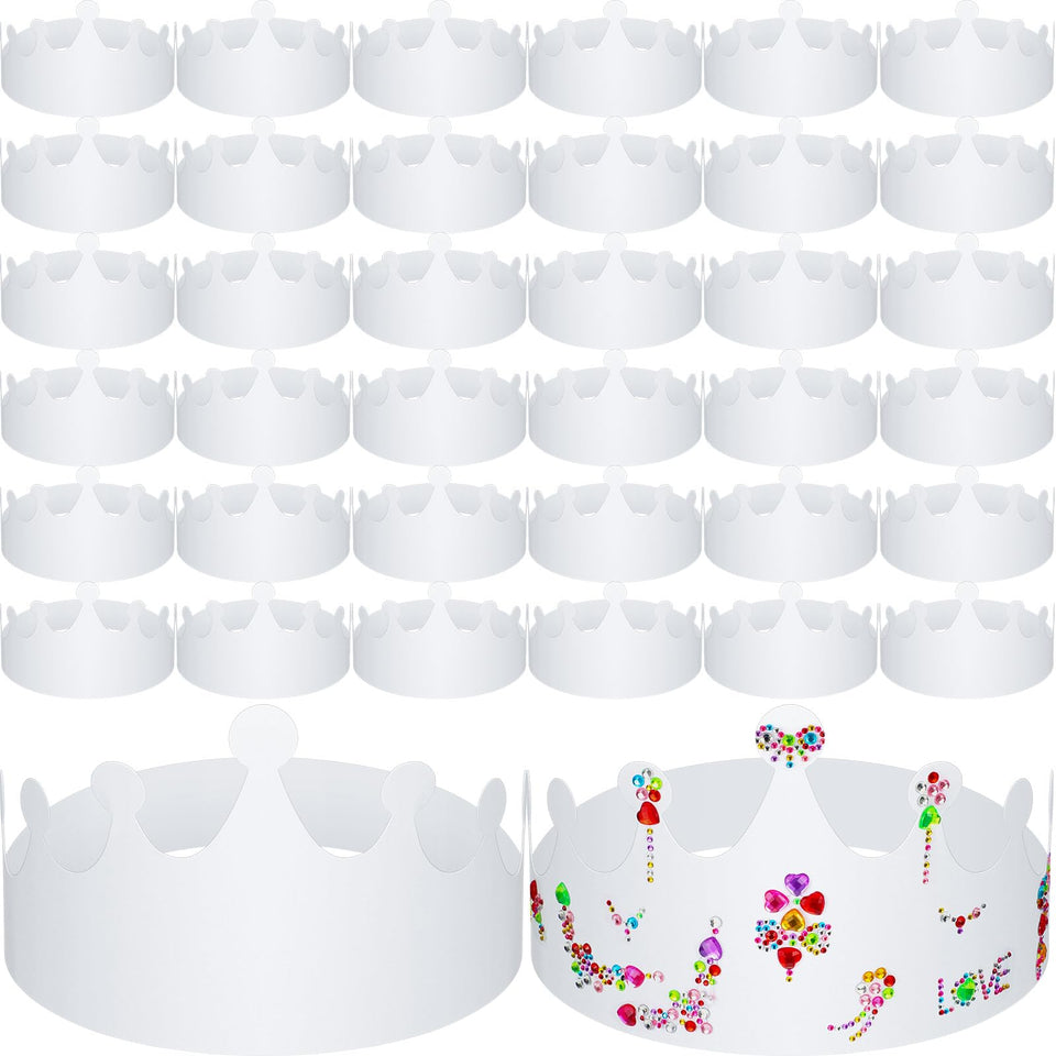 Crtiin white paper crowns pack-200 for kids parties and DIY decorating.