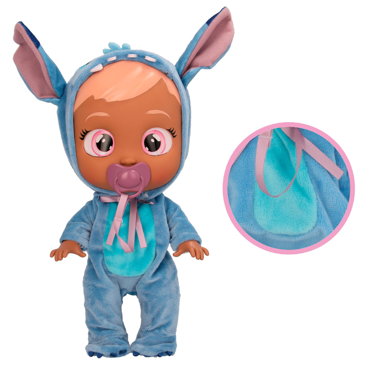 Cry Babies Stitch is pacified by reinserting the pacifier.