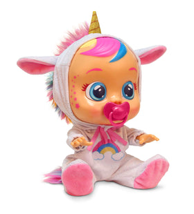 Cry Babies Dreamy unicorn 12inch doll face detail supports expressive pretend play.
