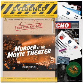 Cryptic Killers Movie Theater Murder Evidence — gripping props for immersive detective play.