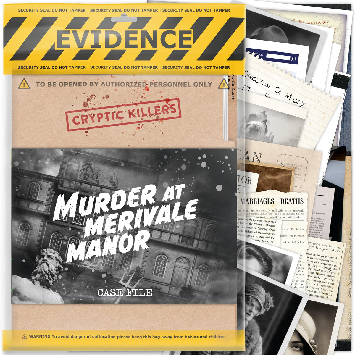 Cryptic Killers cover image evoking Merivale Manor mystery for a date-night puzzle.