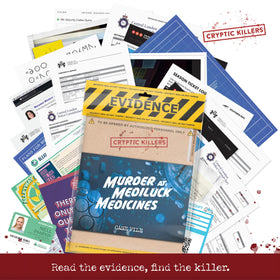 Cryptic Killers mystery boxed file cover highlighting hours of gameplay.