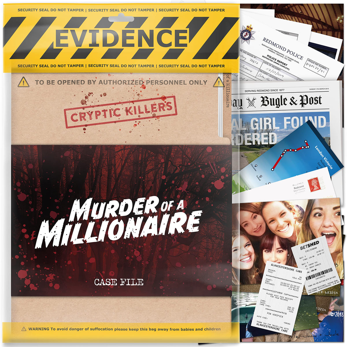 Cryptic Killers unsolved murder box art invites immersive mystery play.