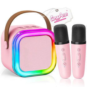 CscyyAmz mini karaoke two mics ideal for duets and family fun