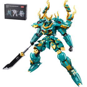 CSNRHG Green Dragon Samurai mech assembly view highlights epic pose for imaginative play