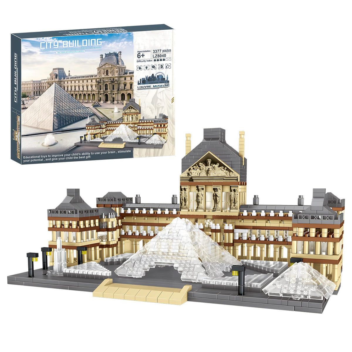 CSNRHG Paris Louvre model pyramid entrance for immersive educational play.
