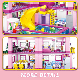 CSNRHG Pink Summer Pool Villa building process with precise pieces and instructions.
