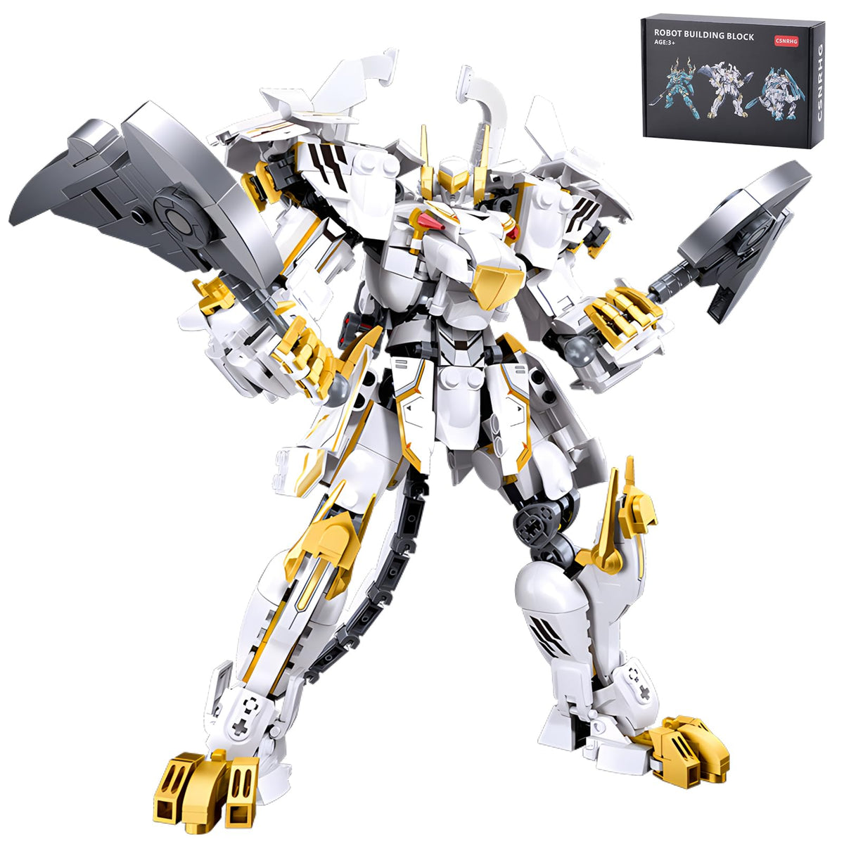 CSNRHG White Tiger Samurai Mech with double axe, ideal for imaginative play and display.