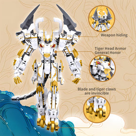 CSNRHG White Tiger Samurai Mech weapons with realistic design for display.