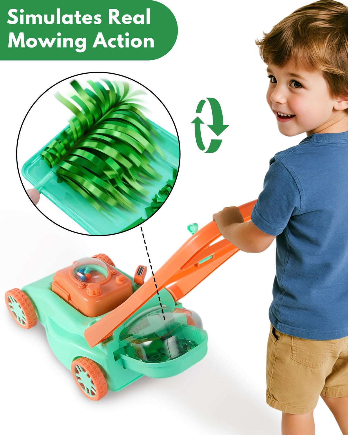 CT SPORTS Lawn Mower drawstring engine for authentic start-up feel during pretend play